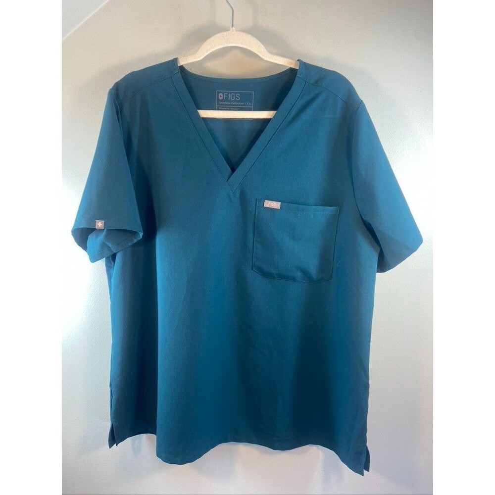 FIGS Technical Collection Scrub Top XXL Teal Short Sleeve Nurse Doctor Medical